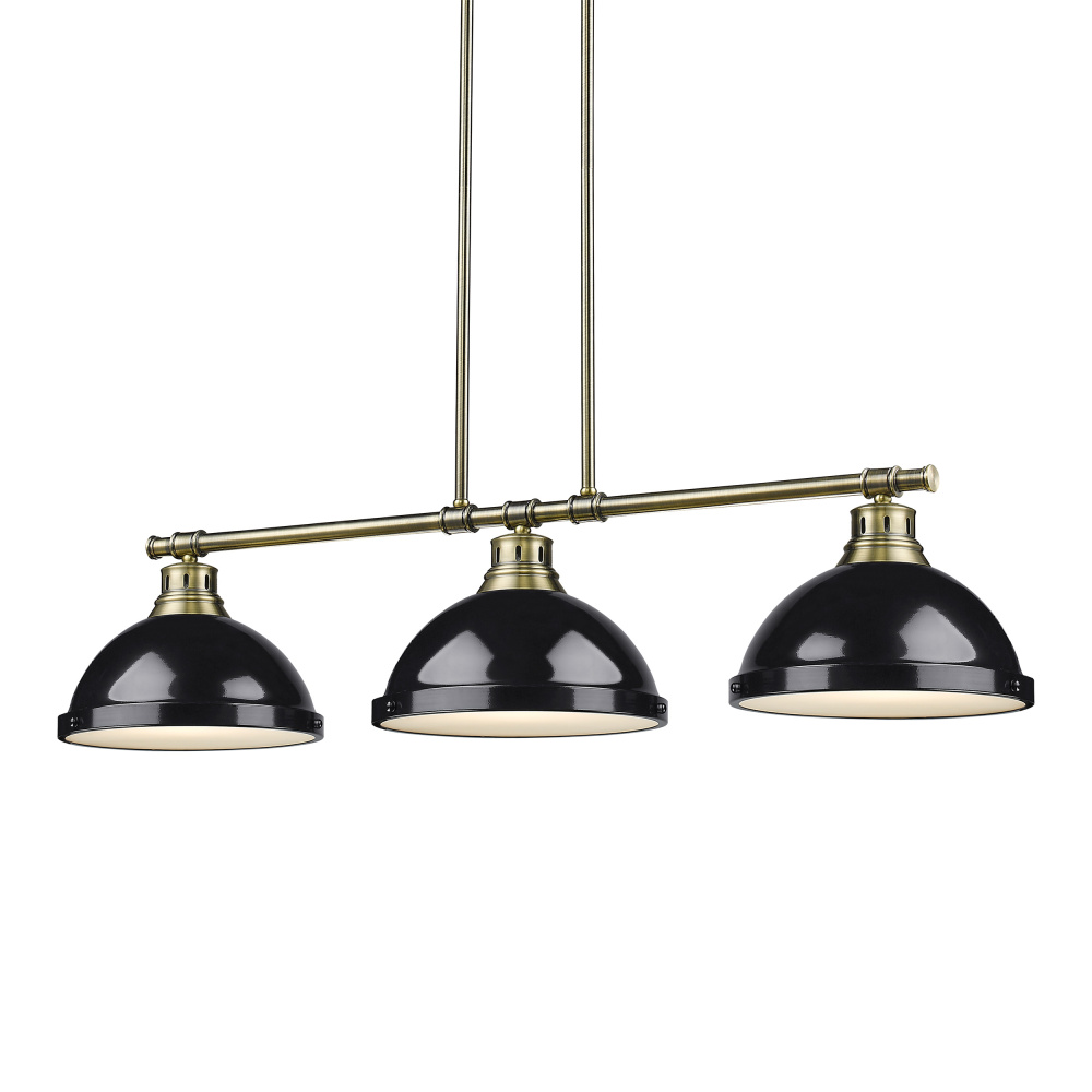 Yep by Golden Lighting Duncan 3-light Island Light in Aged Brass and Black shade